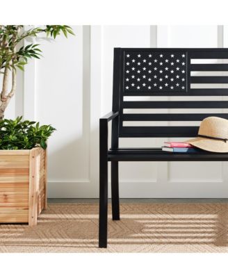 Indoor Outdoor Steel Garden Bench w/ American Flag Backrest, 790lb Capacity