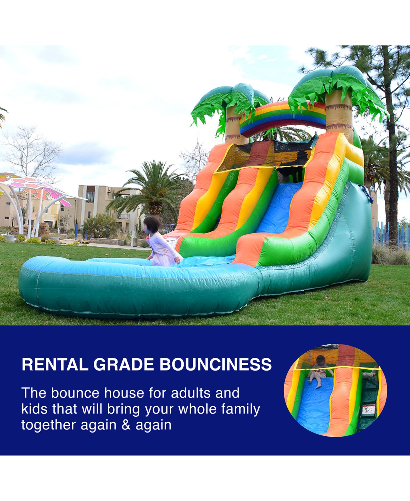 Детская игрушка HERO Kiddo Summer Breeze 13-Foot Vinyl Wet Dry Commercial Grade Water Slide with Pool, Ages 3+, цвет: Оранжевый — фото 5