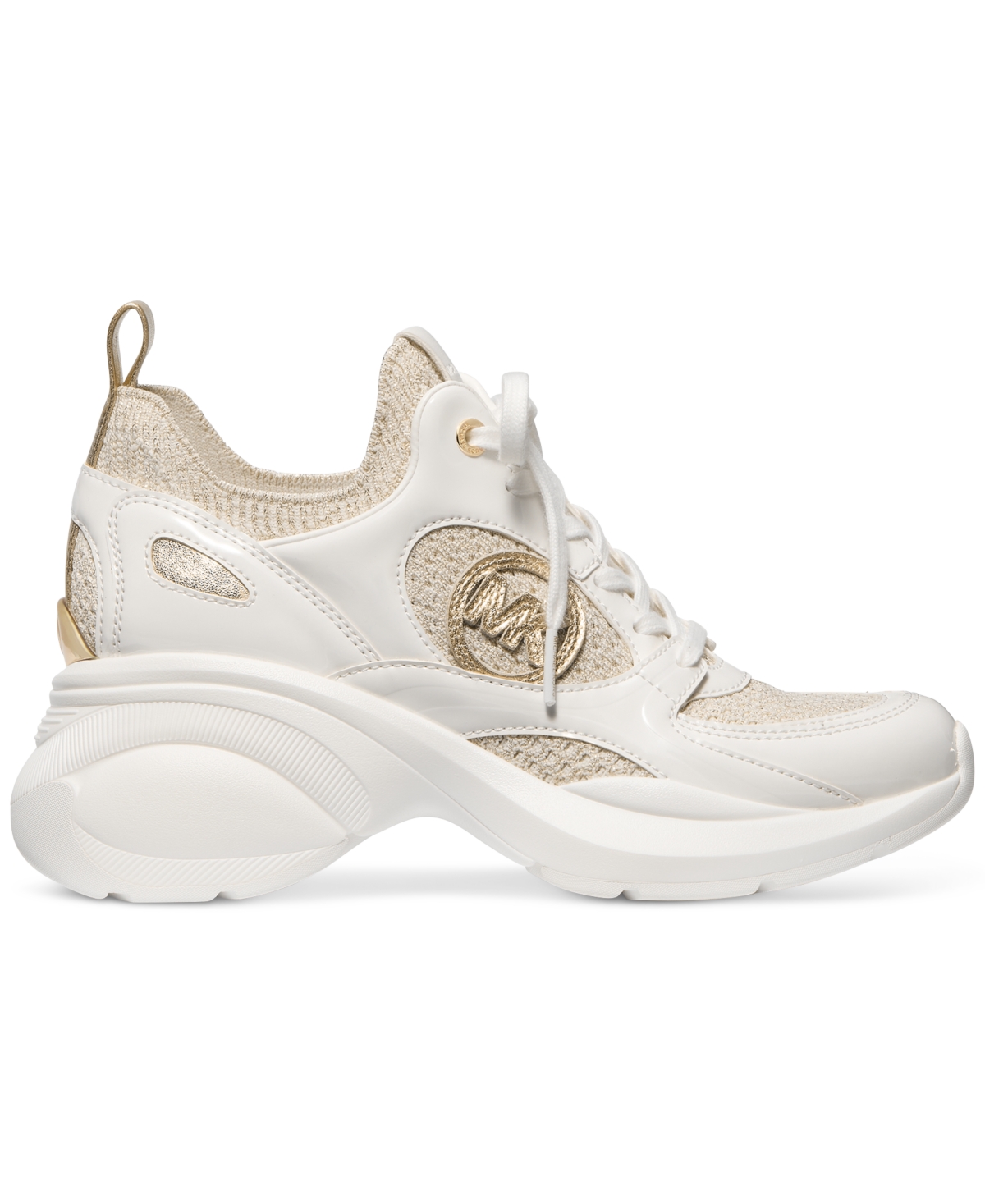 Michael Kors Zuma Metallic And Mesh Trainer In Pale Gold