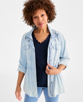 Women's Cotton Scalloped V-Neck Sleeveless Top