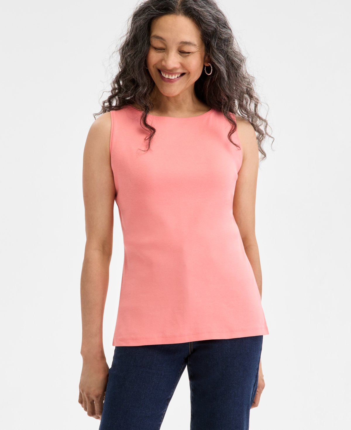 売れ筋商品|||スタイルアンドコー カットソー トップス レディース Women's Cotton Boat-Neck Sleeveless Top, Created for Macy's Salmon Rose Style & Co Women's Cotton Boat-neck Sleeveless Top, Created