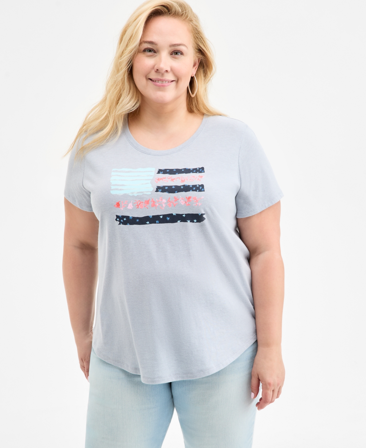 Plus Size Printed Graphic T-Shirt, Exclusively at Macy's - Patch Heather