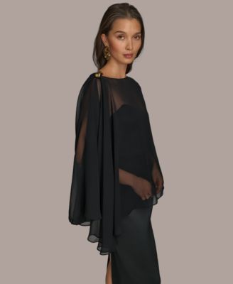 【Donna Karan New York】Chiffon-Cape-Overlay Gown Donna Karan New York Women's Chiffon-Cape-Overlay Gown