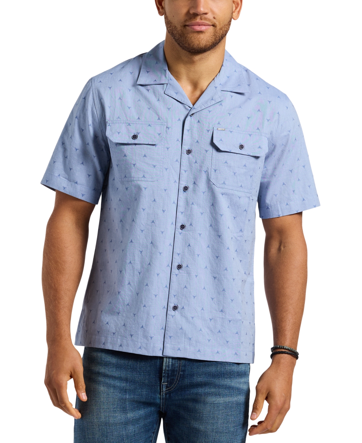 Men's Salaman Relaxed-Fit Printed Button-Down Shirt - Tuffet