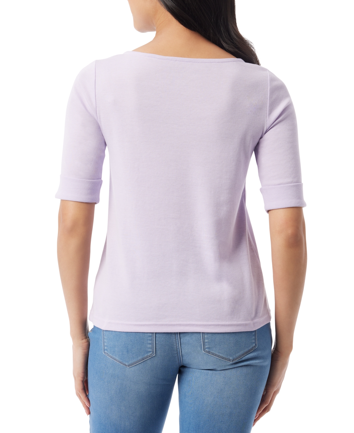 Gloria Vanderbilt Women's Alanis Boat Neck Elbow-sleeve T-shirt In Lilac Dream