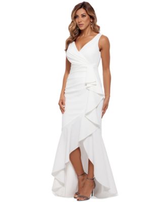 Petite Ruffled High-Low Mermaid Gown