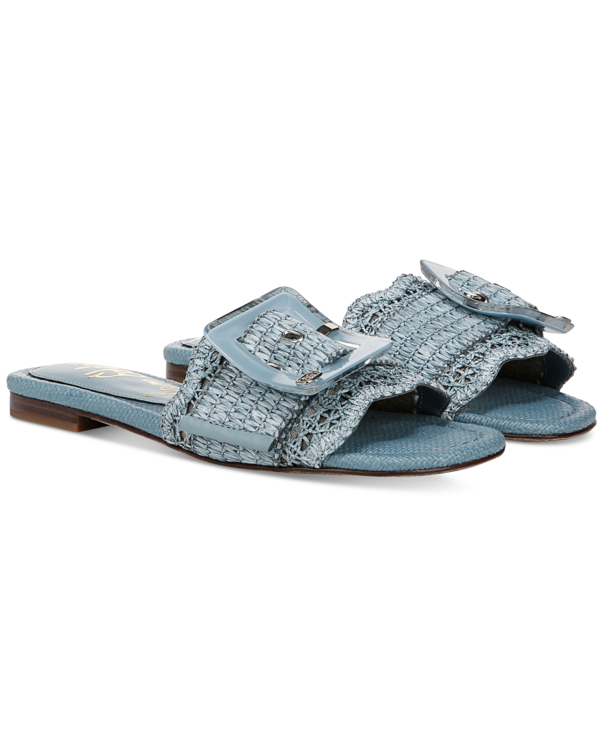 SAM EDELMAN WOMEN'S BAMBI RAFFIA BUCKLE SLIDE SANDALS 