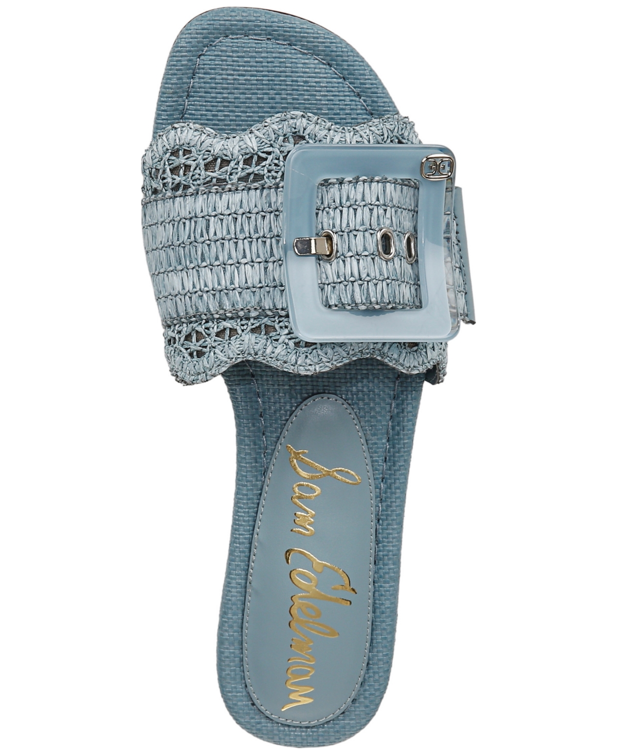 SAM EDELMAN WOMEN'S BAMBI RAFFIA BUCKLE SLIDE SANDALS 