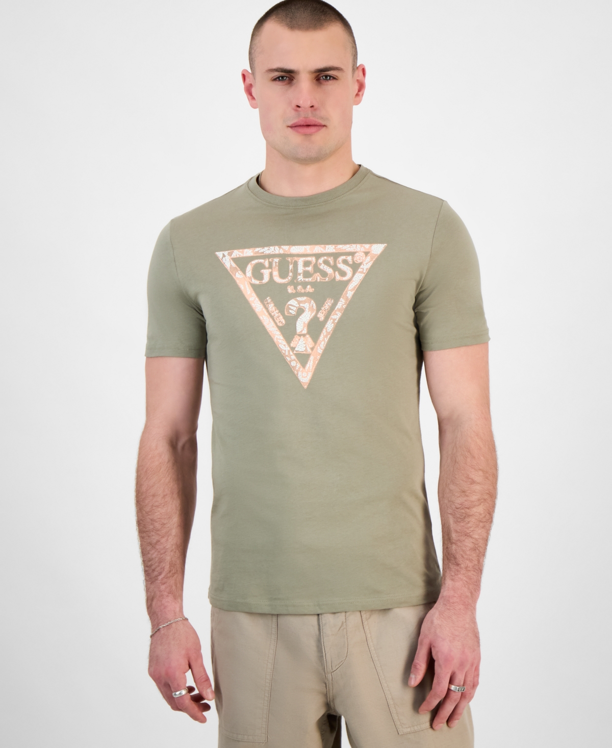 Men's Slim-Fit Triangle Logo Graphic T-Shirt - Sage Plant
