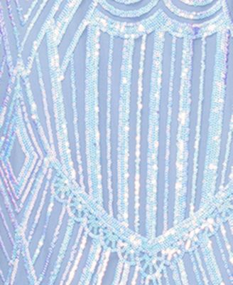 Juniors' Sequin-Mesh Floor-Sweeping Corset Gown