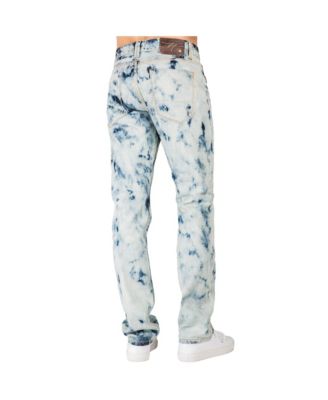 Men's Abstract Bleached Wash Slim Straight Premium Jeans