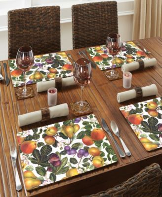 Fruit Blossoms Hardboard Cork Placemats, Set of 4