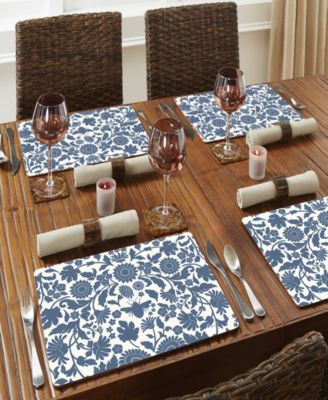 Vintage Floral Hardboard Cork Placemats, Set of 4