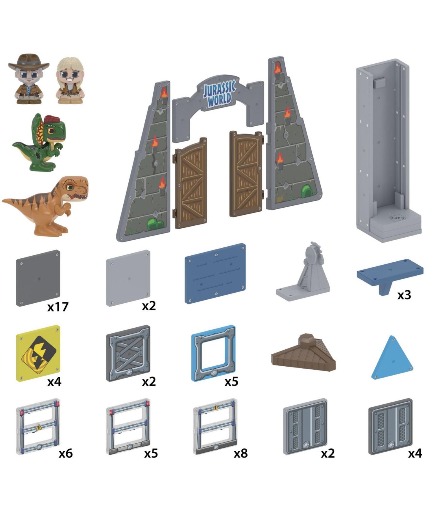 Детский игровой набор Tile Town Jurassic World Dino Escape Magnetic Tiles Playset, 69 Piece — фото 2