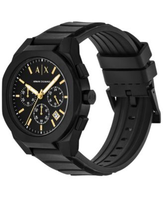 Men's Quartz Chronograph Black Silicone Watch, 42mm