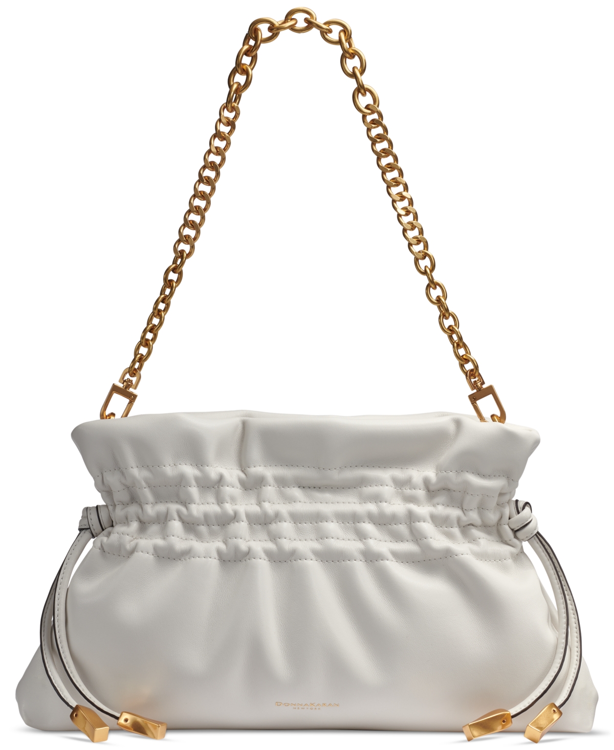 Southold Leather Clutch with Chain Strap - Black/gold