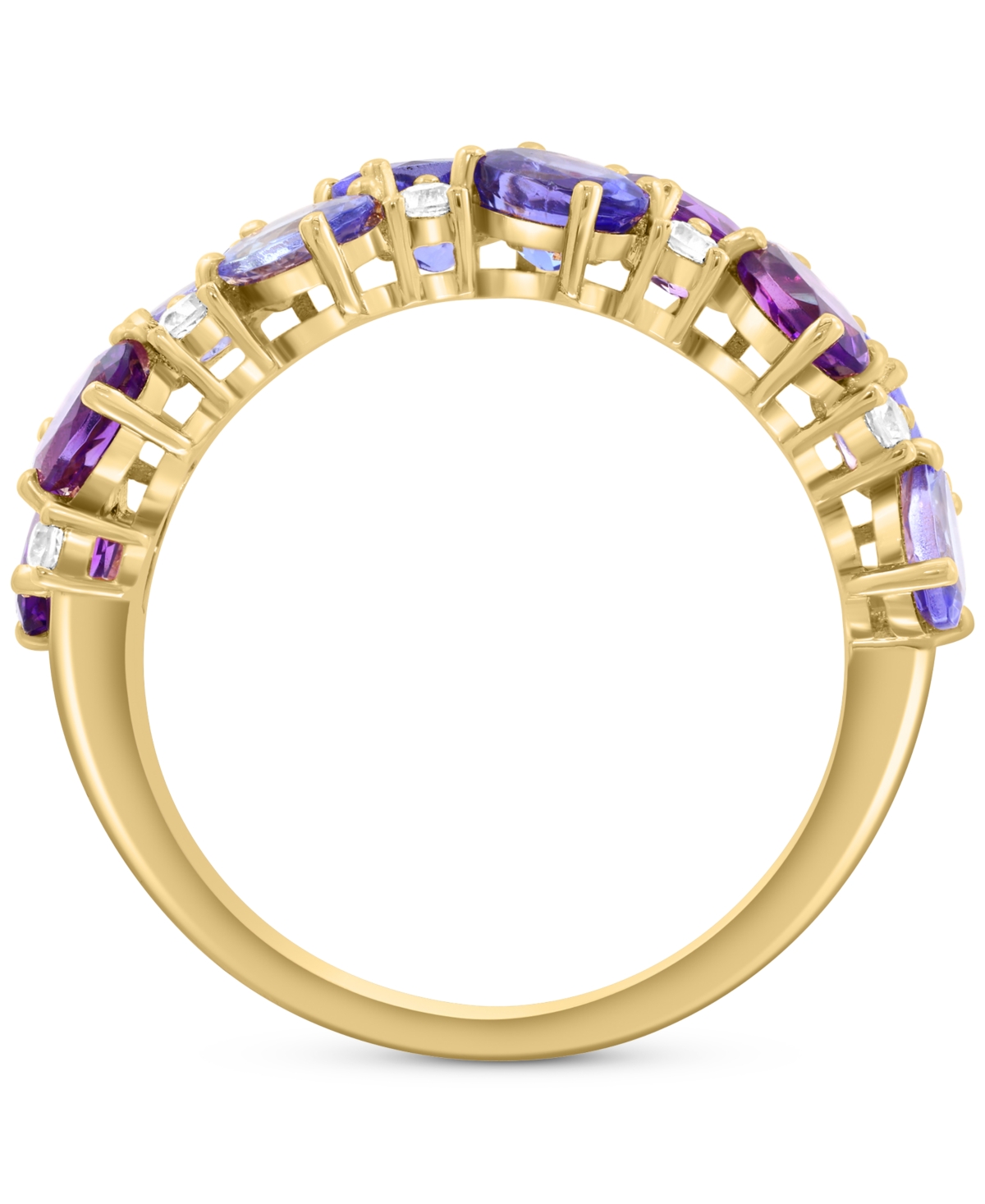 Effy Collection Effy Amethyst (7/8 Ct. T.w.), Tanzanite (1-3/8 Ct. T.w.), And White Sapphire (1/5 Ct. T.w.) Cluster In Multi Stone