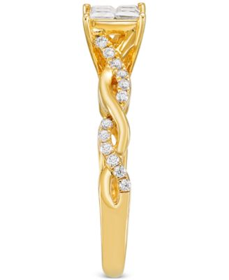 Diamond Princess Quad Cluster Twist Shank Engagement Ring (1/2 ct. t.w.) in 14k Gold