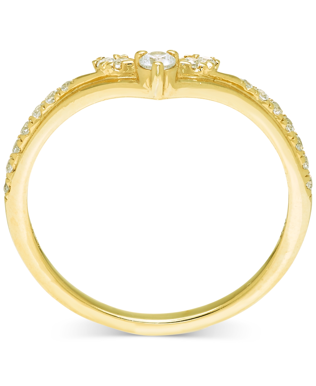 Macy's Diamond Chevron Contour Band (1/4 Ct. T.w.) In 14k Gold In Yellow Gold