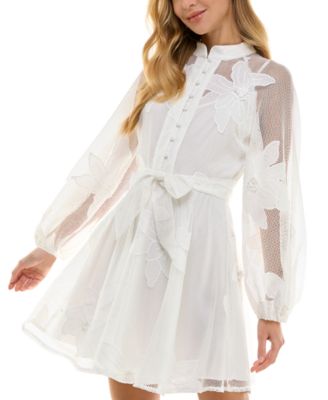 Juniors' Jacquard Mesh Lined Dress