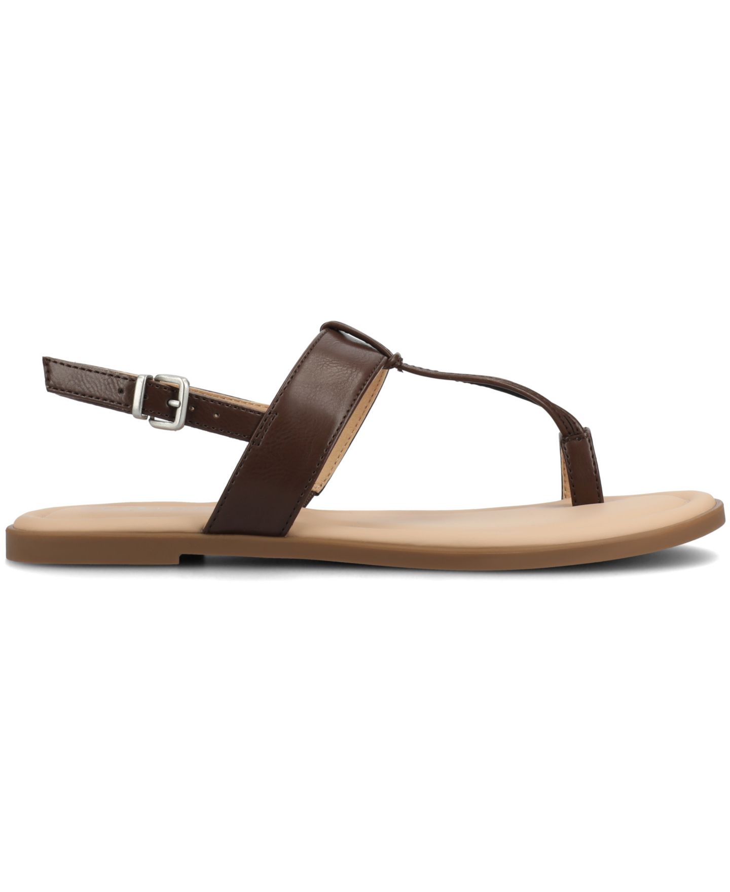 Женские сандалии Journee Collection Gerra T Strap Toe Ring Flat, цвет: Коричневый — фото 2
