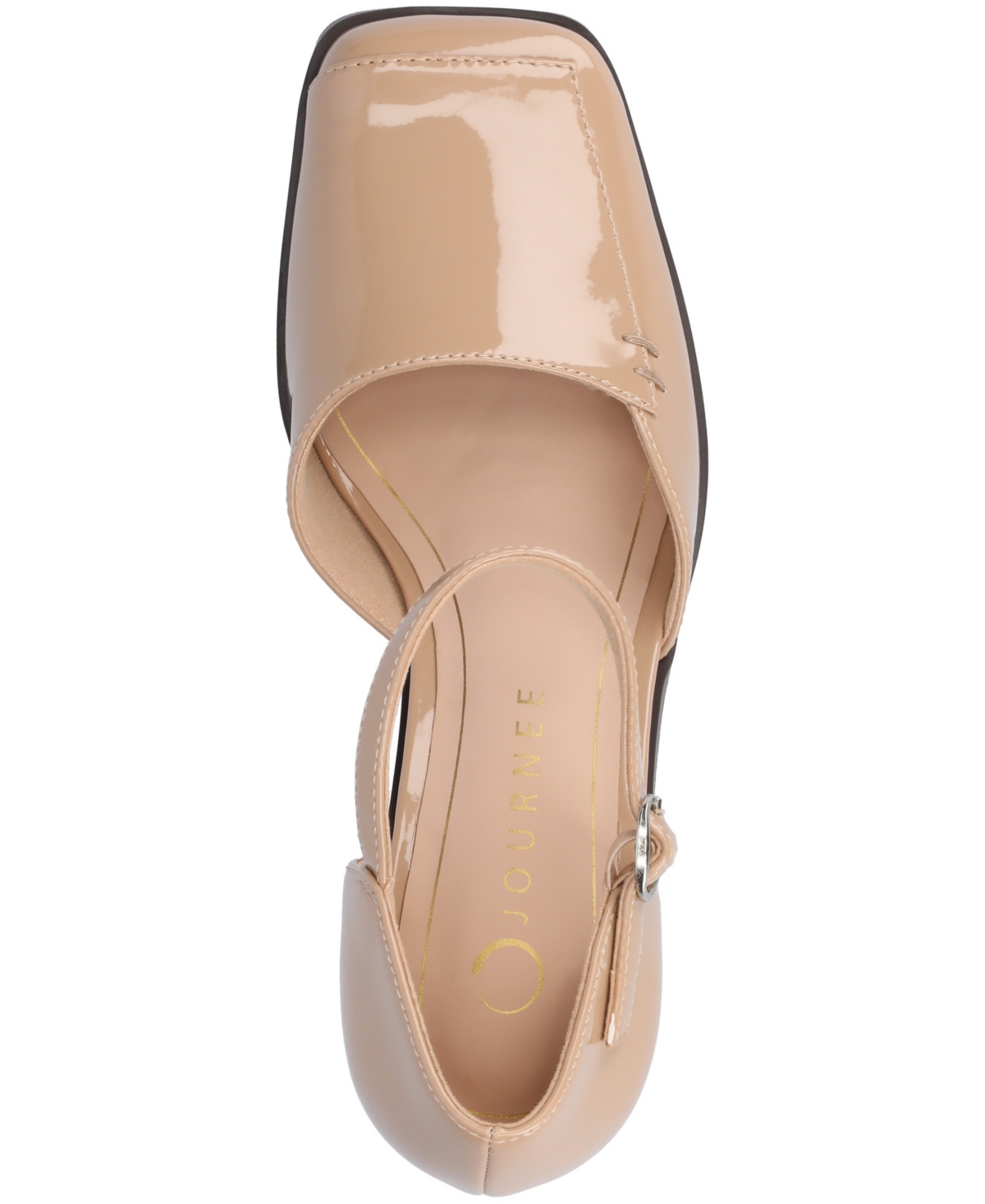 Journee Collection Women's Evangeline Square Toe Pumps In Patent,nude