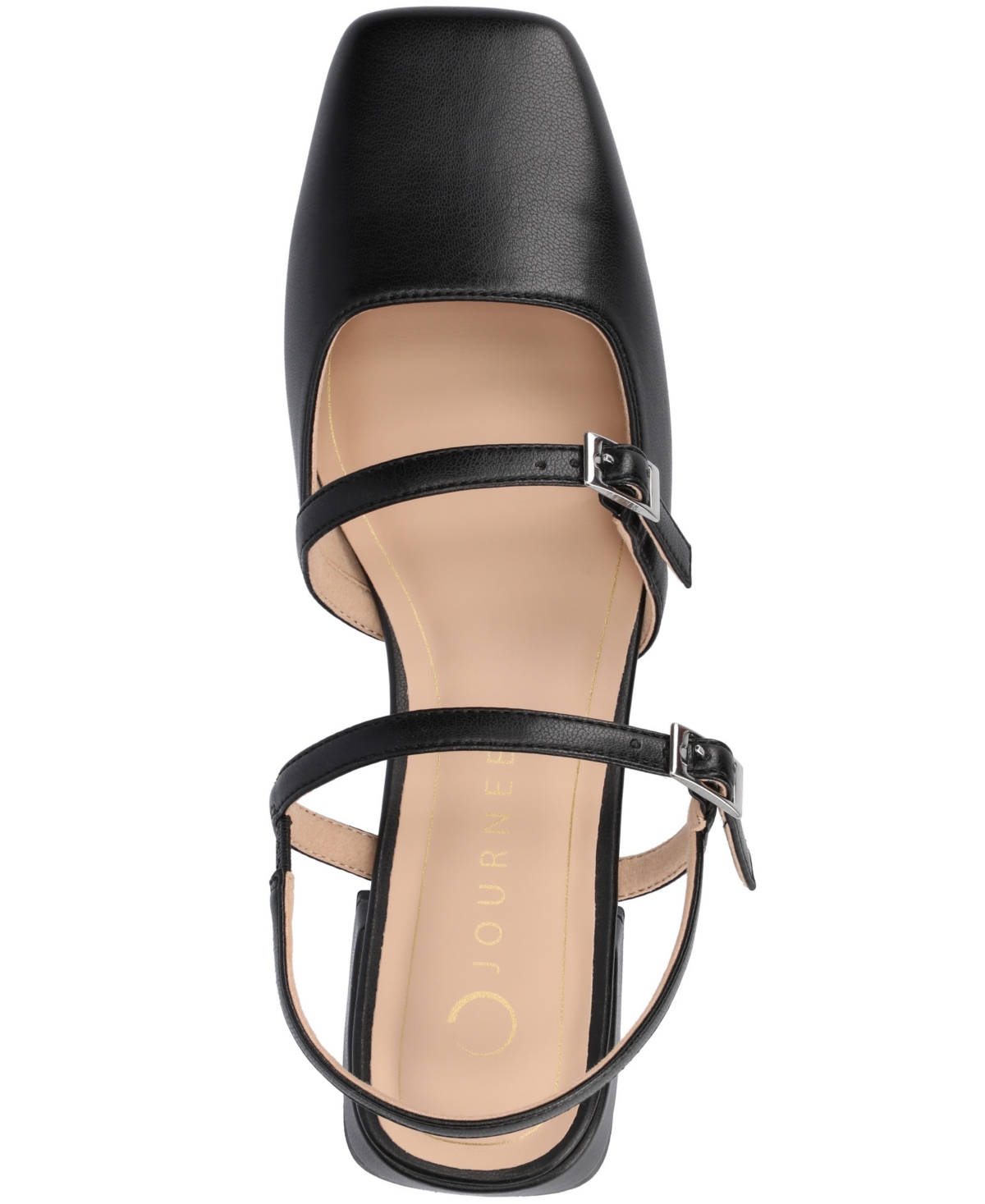Shop Journee Collection Women's Gretchenn Multi Strap Square Toe Mary Jane Flats In Black Polyurethane