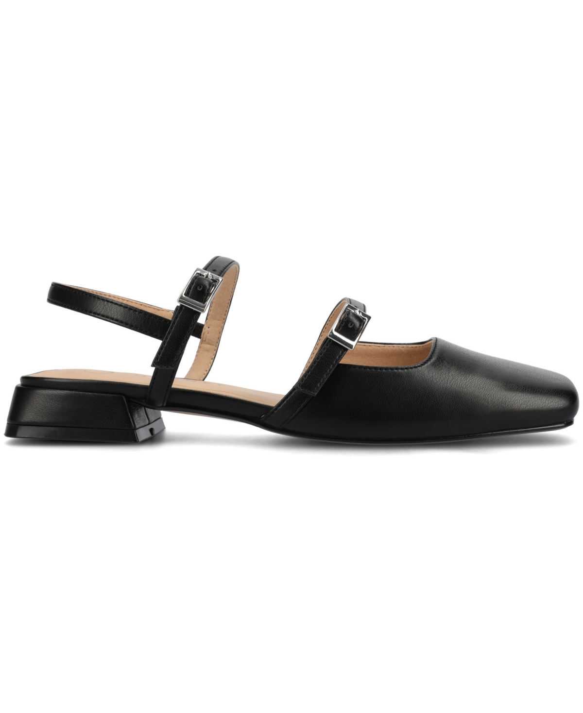 Shop Journee Collection Women's Gretchenn Multi Strap Square Toe Mary Jane Flats In Black Polyurethane