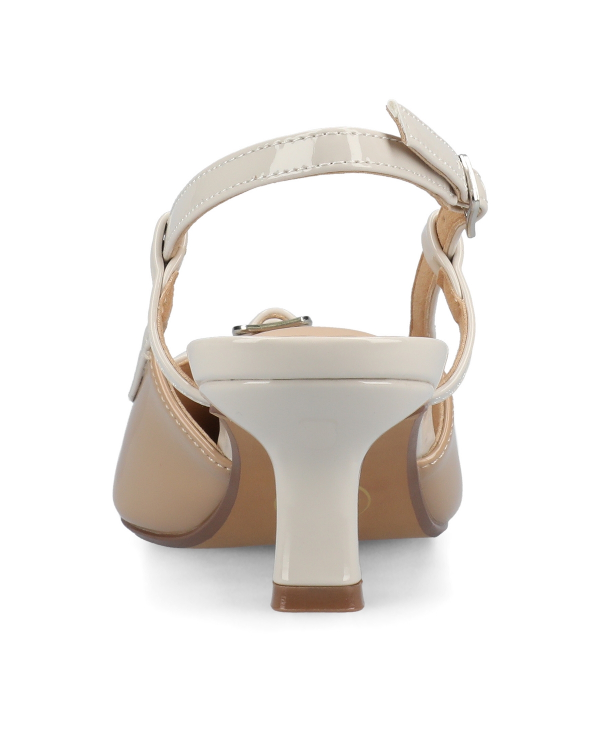 Shop Journee Collection Women's Padma Slingback Kitten Heel Pumps In Patent,nude