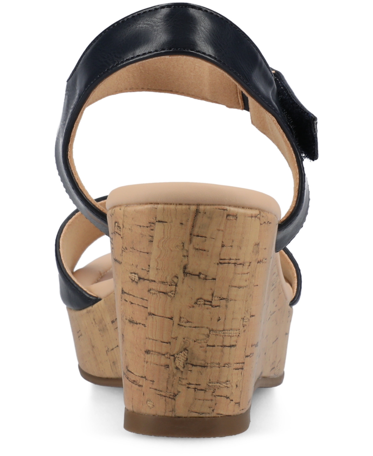 Journee Collection Ranae Platform Wedge Cork Sandal In Navy