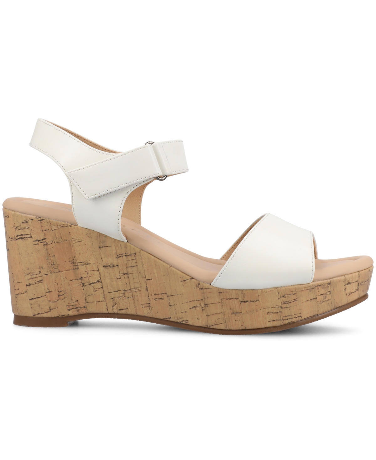 Journee Collection Ranae Platform Wedge Cork Sandal In White