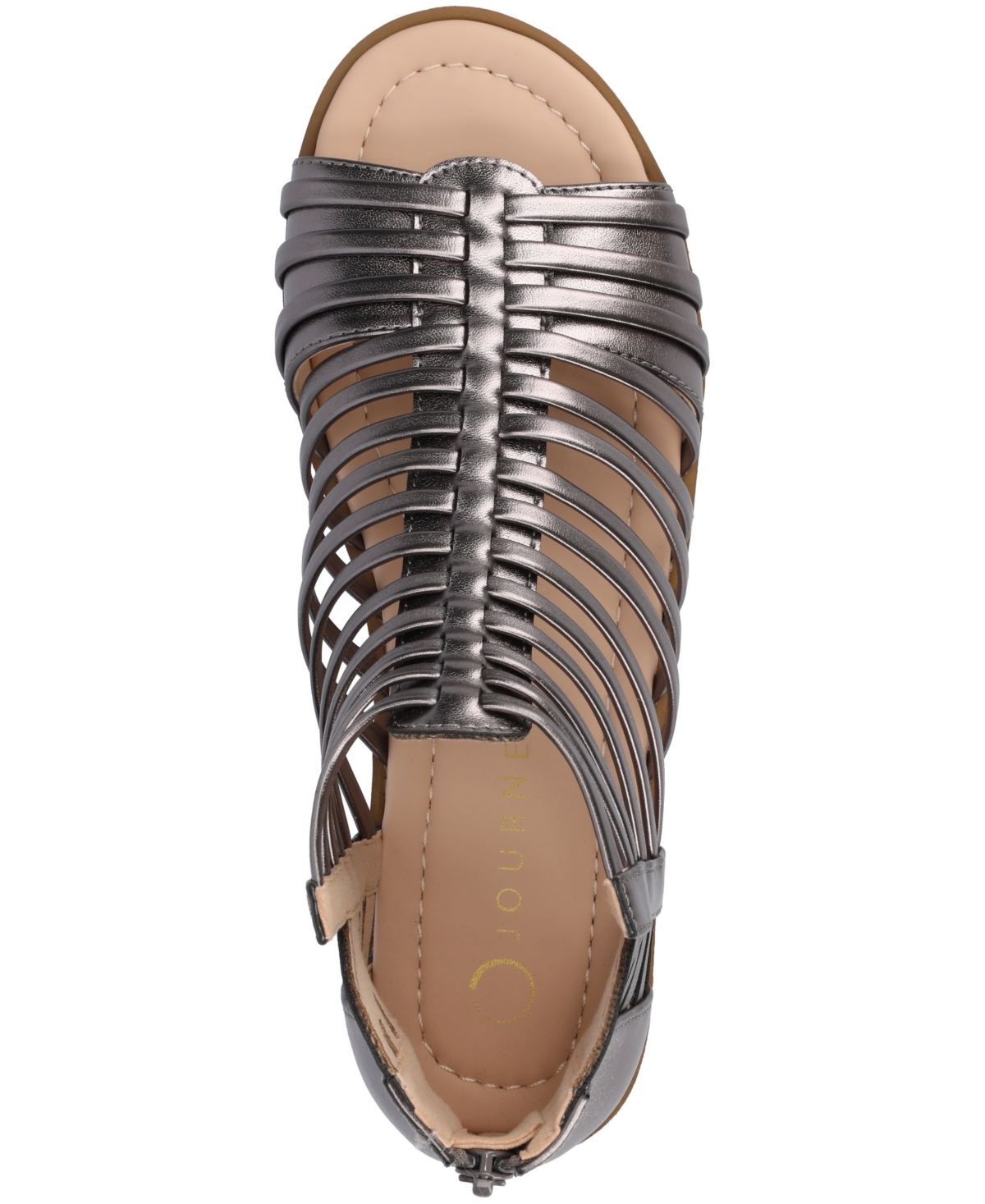 Journee Collection Women's Delilah Gladiator Sliver Wedge Sandals In Pewter
