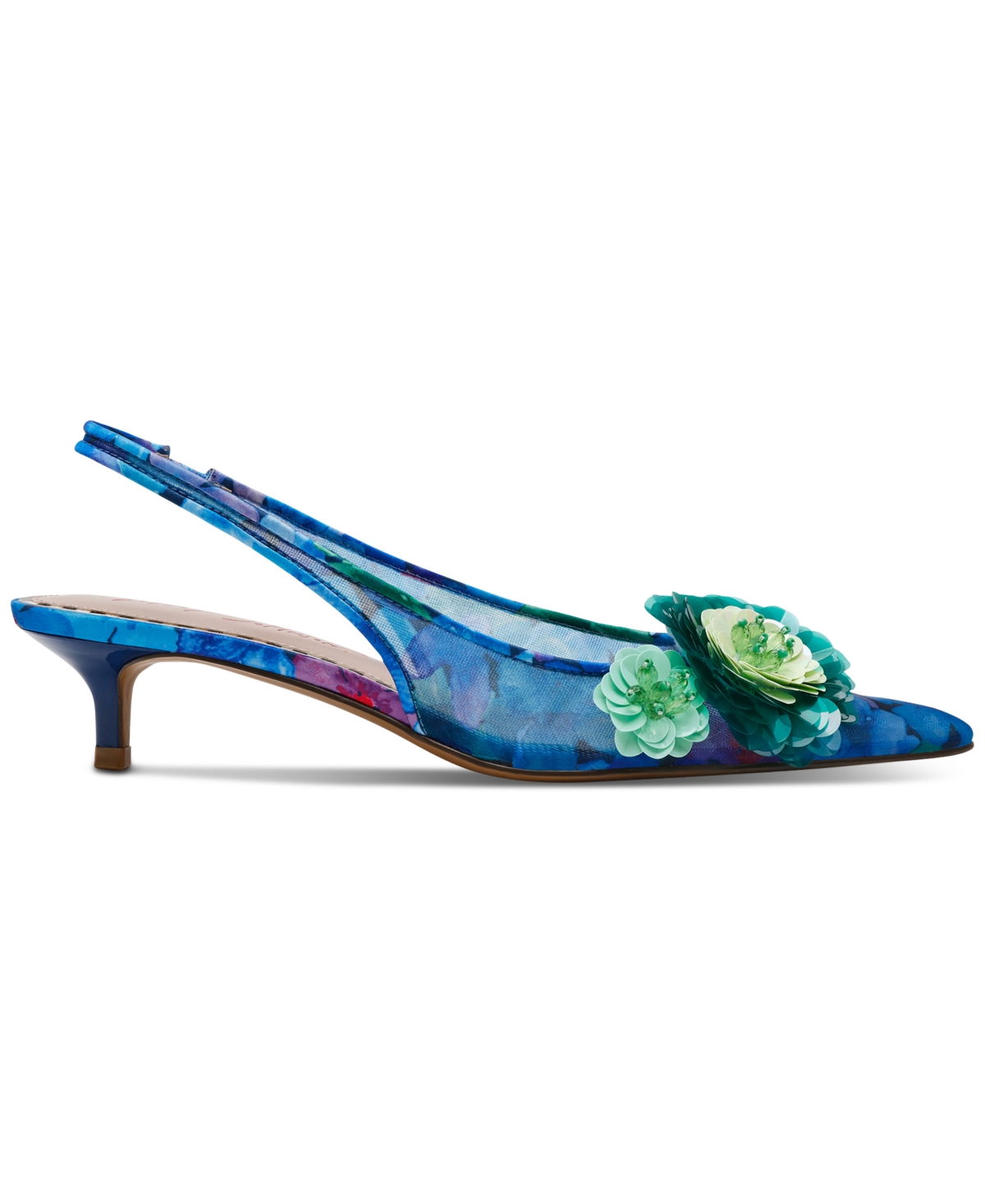 BETSEY JOHNSON WOMEN'S AUDREE FLORAL MESH SLINGBACK PUMPS 