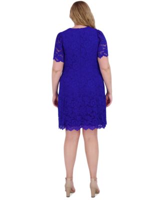 jessica howard lace a line dress Jessica Howard Plus Size Plus Size Lace Short-Sleeve A-Line Dress