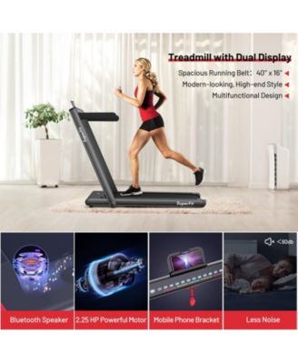 2.25 HP 2-in-1 Folding Walking Pad Treadmill with Dual Display and App Control