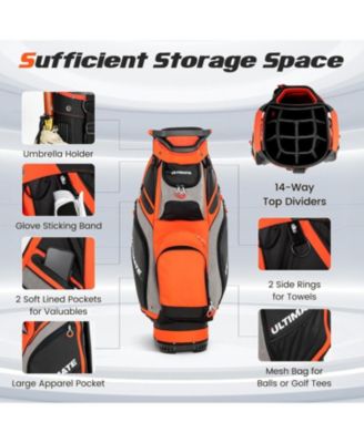 10.5 Inch Golf Cart Bag with 14 Way Dividers and 7 Zippered Pockets