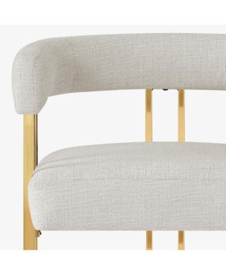 25'' Counter Height Stool with Gold Metal Legs, Chenille Upholstery, Curved Back and Armrest, 1 Unit-Maison Boucle