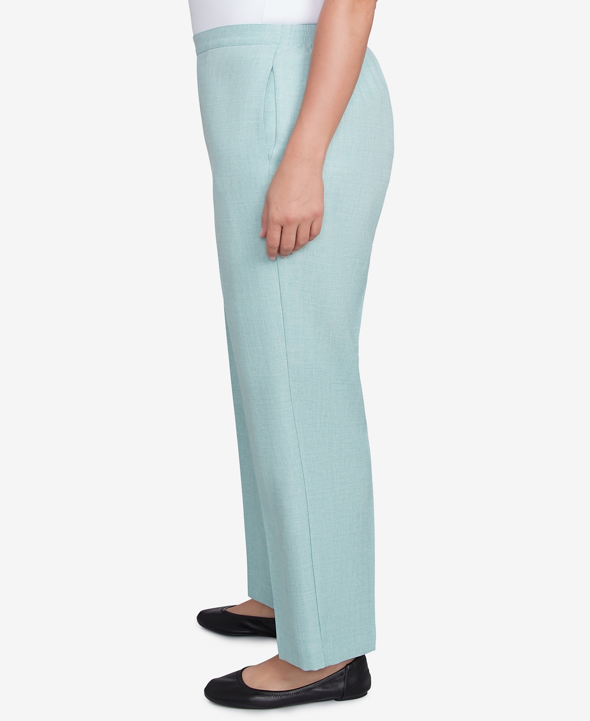 Alfred Dunner Plus Size Kensington Gardens Relaxed Linen Average Length Pants In Pistachio