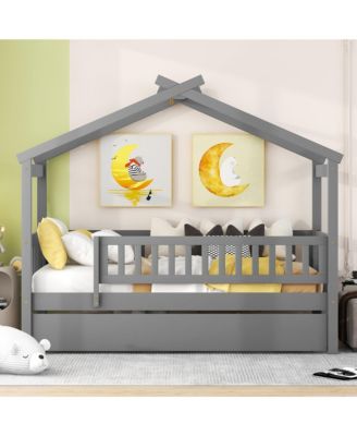 Wooden House Bed for Playful and Functional Kids' Bedroom Design