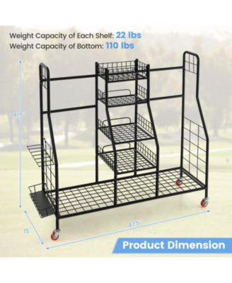 Double Golf Bag Rack with Removable Golf Club Stand and Wheels