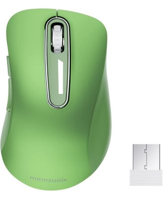 2.4G Wireless Mouse,Ergonomic Mouse Pad with Wrist Support for Laptop, PC, Desktop, MacBook(Green Mouse + Pad)