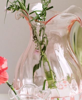 Hibiscus Glass Vertical Fluted Vase, Small