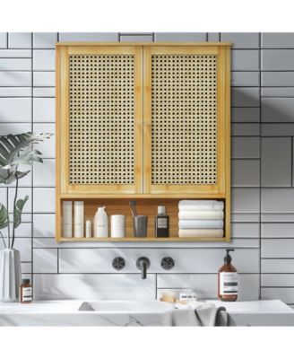 Double Door Bathroom Wall Medicine Cabinet: Kitchen Storage Cabinet with 3 Shelves