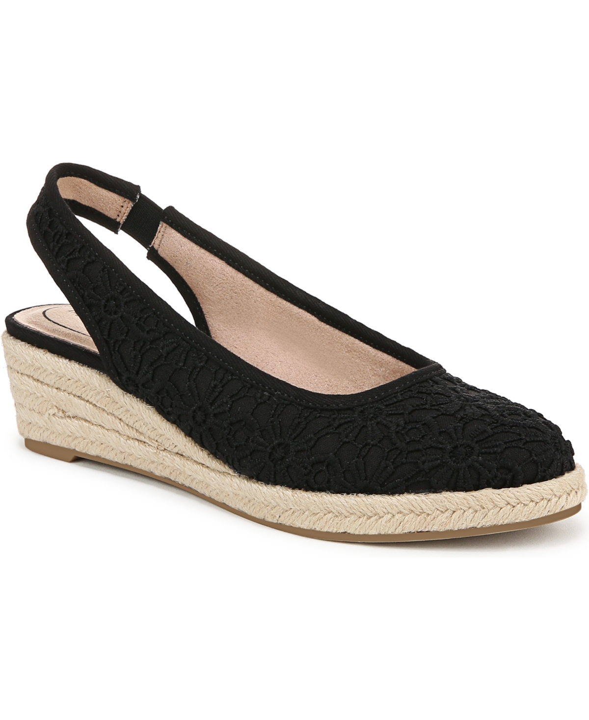 Lifestride Women's Kayden Slingback Wedge Espadrilles In Black Fabric