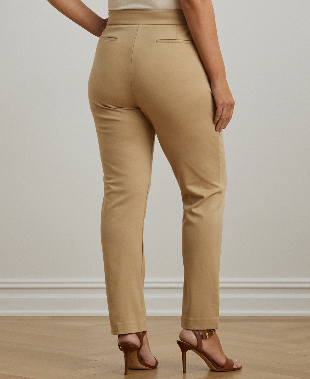 Ralph Lauren Plus Size Ponte Ankle Pants In Birch Tan