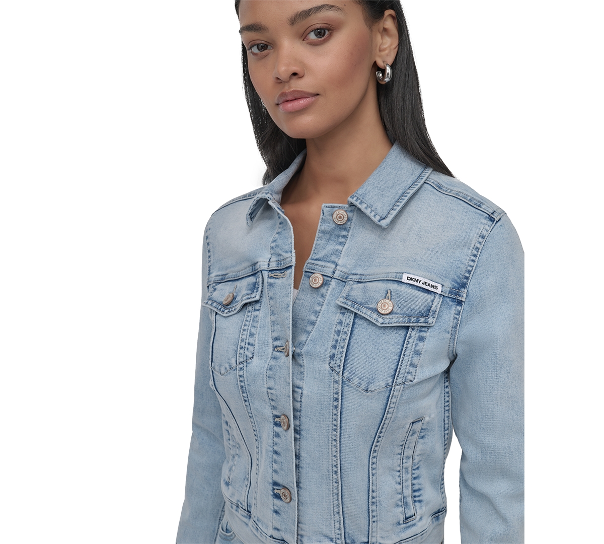 DKNY JEANS WOMEN'S BUTTON-DOWN DENIM TRUCKER JACKET 