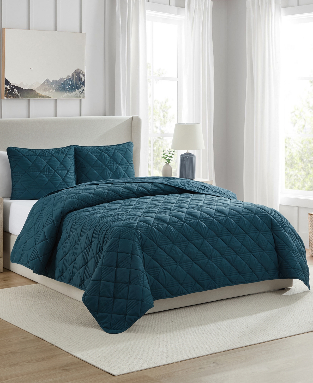 Vcny Home Lucy Pinsonic Diamond 3-pc. Quilt Set, Full/queen In Teal