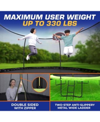 Campior 14ft Pumpkin Trampoline with Basketball Hoop & Inner Enclosure - Safe, Durable,Family Fun - Heavy Duty Galvanized Springs - Waterproof Padding - Stable Base - Outdoor Backyard Style
