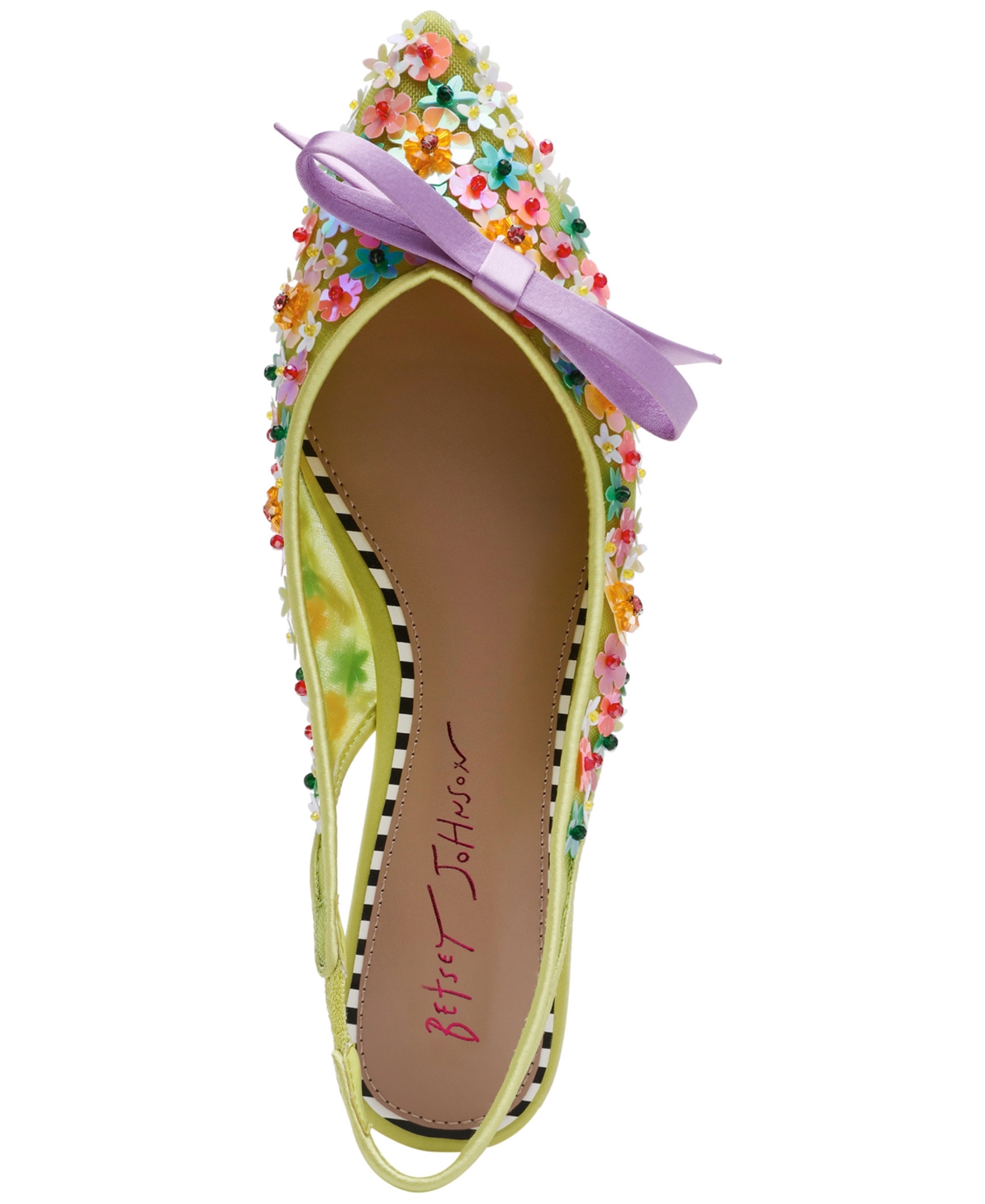 Shop Betsey Johnson Women's Laylah Floral Slingback Flats In Lime Multi
