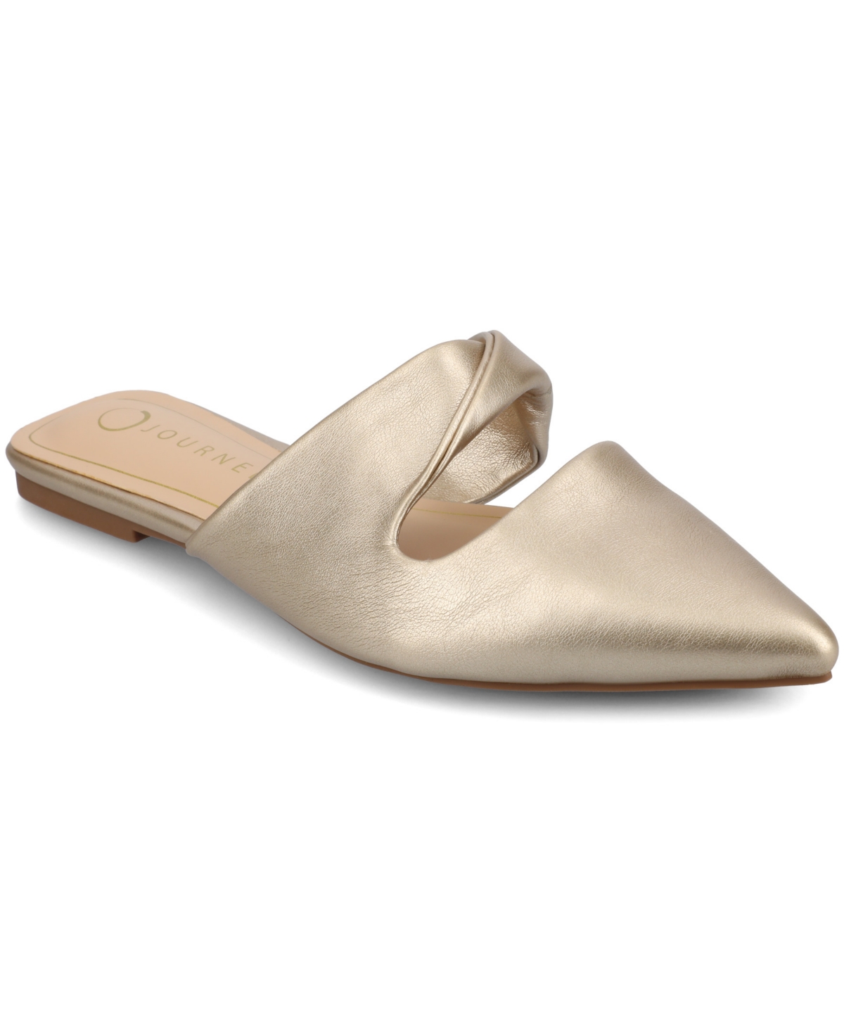 Shop Journee Collection Women's Enniss Twist Cutout Pointed Toe Mules In Champagne